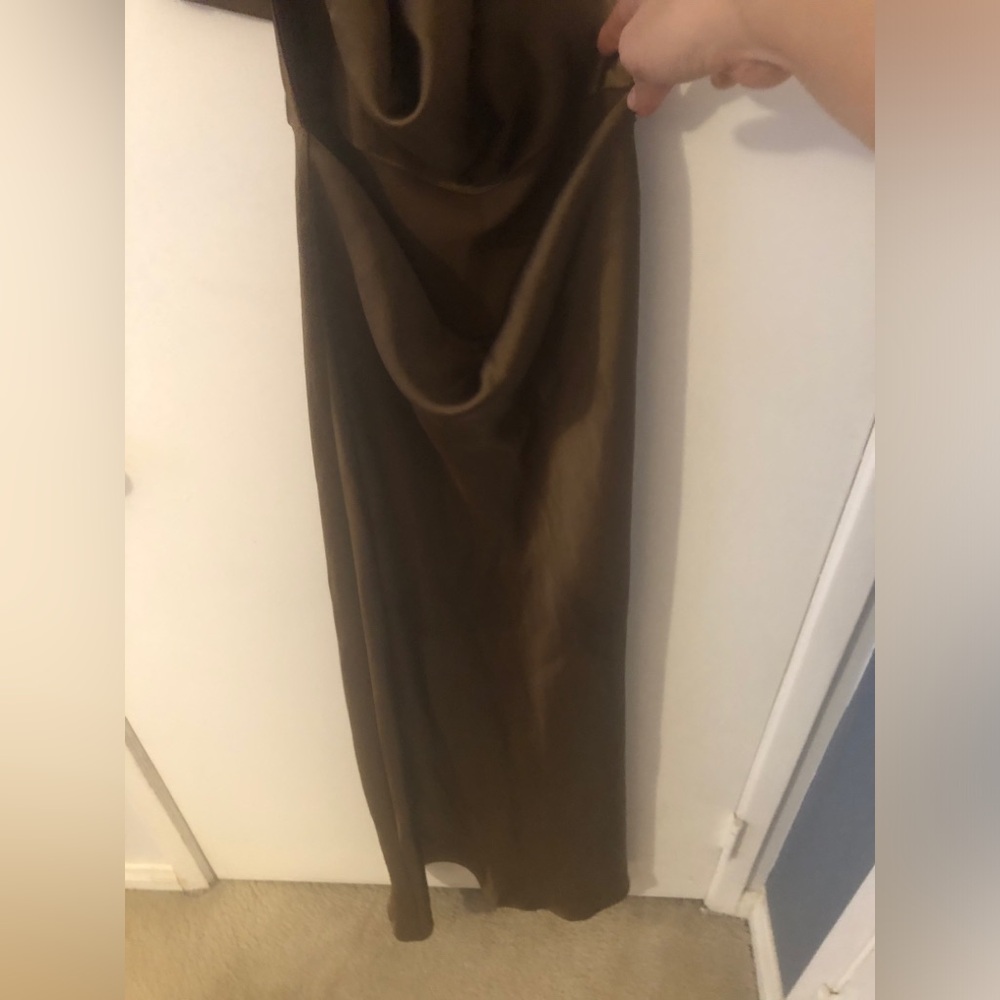 Zara Satin Effect Backless Brown Maxi Dress size XS - Picture 6 of 10